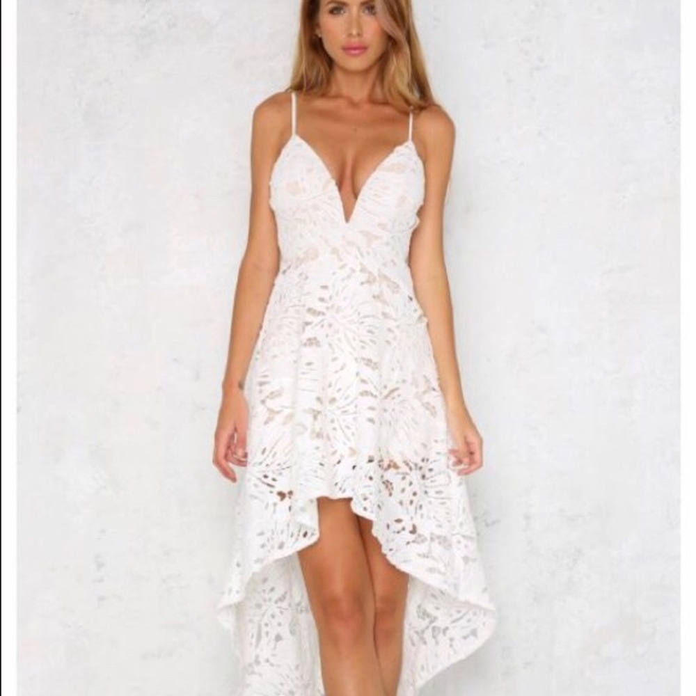 Hello Molly white lace High-Low dress